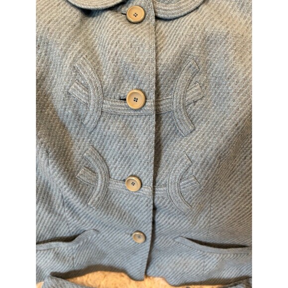 DAVIDOW Marshall Fields Vintage 60s Suit Blue Wool 3/4 Sleeve Jacket Skirt 0-2 - Picture 4 of 6